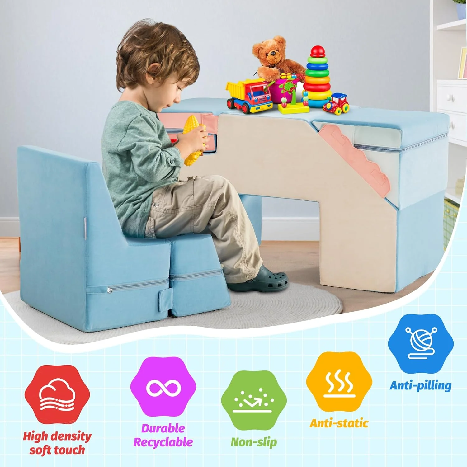 2025 4 in 1 toddler foam climbing blocks, indoor soft climbing and crawling toys