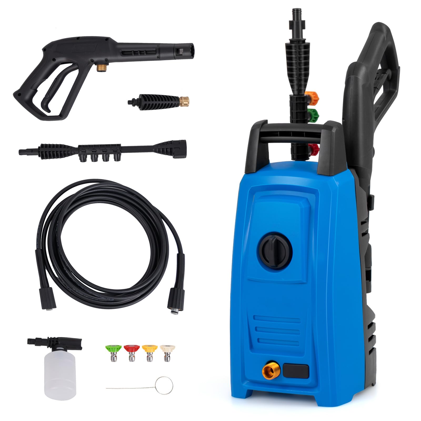 Electric Pressure Washer, 1900 PSI 1.8 GPM High Pressure Power Washer w/ 4 Quick Connect Nozzles
