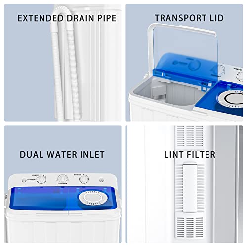 Auertech Portable Washing Machine, 28lbs Twin Tub Washer Mini Compact Laundry Machine