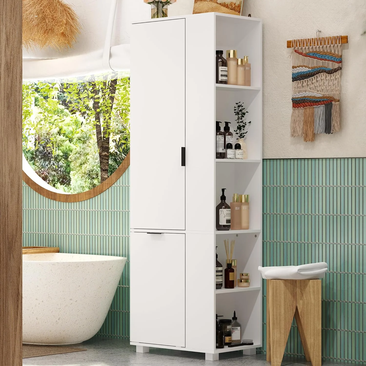 2025 Storage cabinet with laundry basket, display cabinet