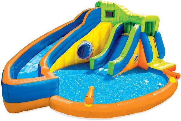 2025 BANZAI Pipeline Twist Kids Inflatable Outdoor Backyard Water Pool Aqua Splash Park and Slides