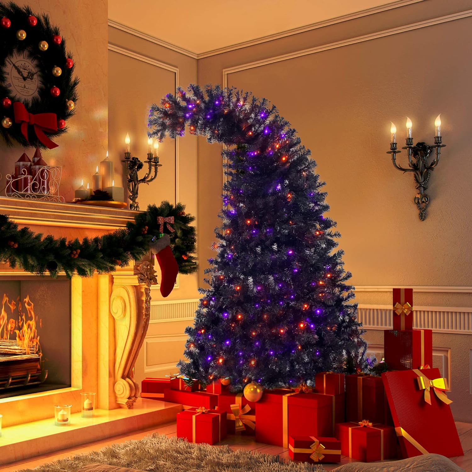 2025 7ft Black Christmas Tree for Halloween Christmas (Black)