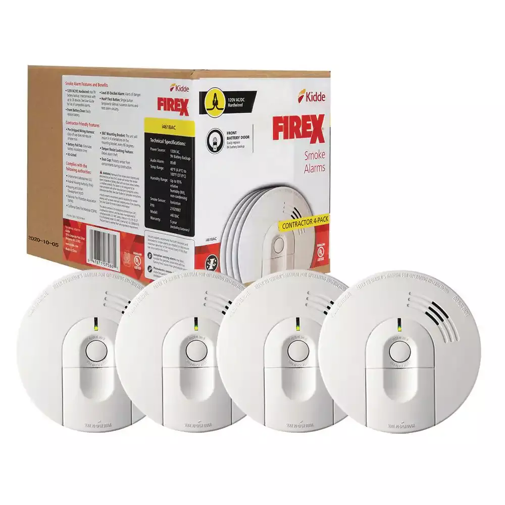 2025 Kidde i4618 4-Pack Hardwired Smoke Alarm with Ionization Sensor, 120V AC, 9V Battery Backup