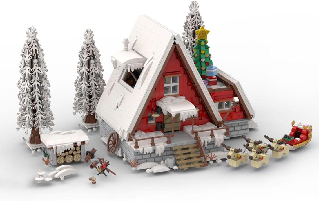2025 Christmas Country Church Building Kit, MOC-147549 Winter Modular Building Blocks Christmas House Building Block Building Toy (1769 Pieces)