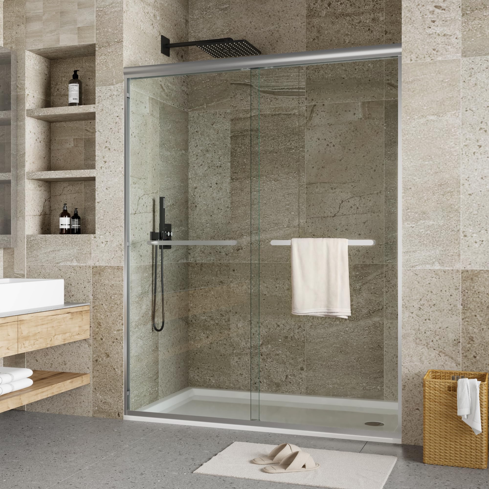 2025 Garvee Frameless Sliding Shower Door,56-60