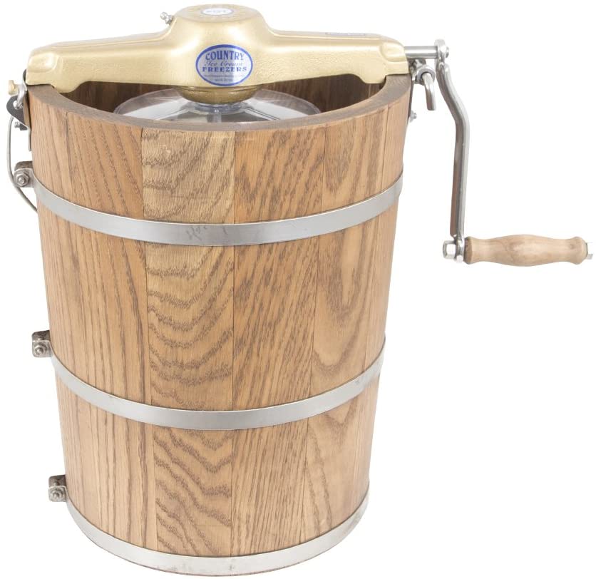 2025 6 qt Country Ice Cream Maker – Classic Wooden Tub – Hand Crank