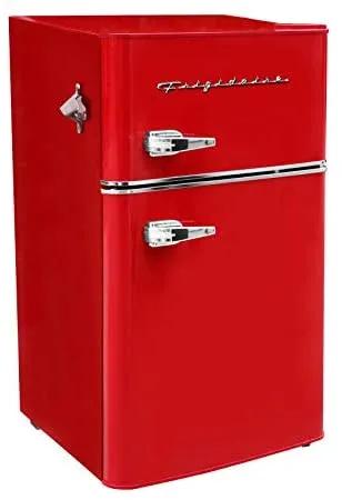 2025 EFR840-RED 3.2 Cu Ft Red 2 Door Retro Bar Fridge with Side Bottle Opener