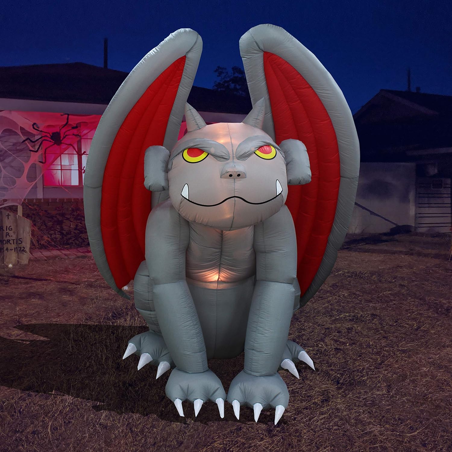 2025 8ft Giant Halloween Inflatable Gargoyle Monster Light Decoration