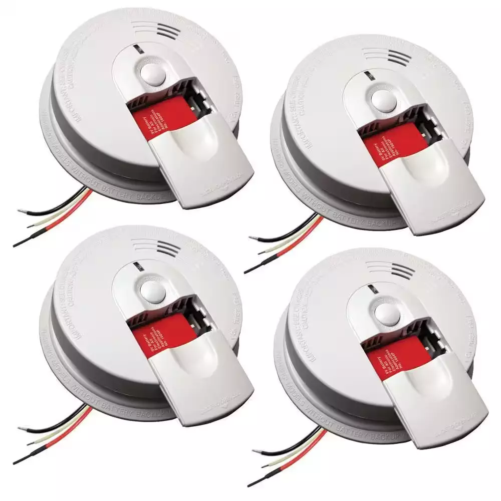 2025 Kidde i4618 4-Pack Hardwired Smoke Alarm with Ionization Sensor, 120V AC, 9V Battery Backup