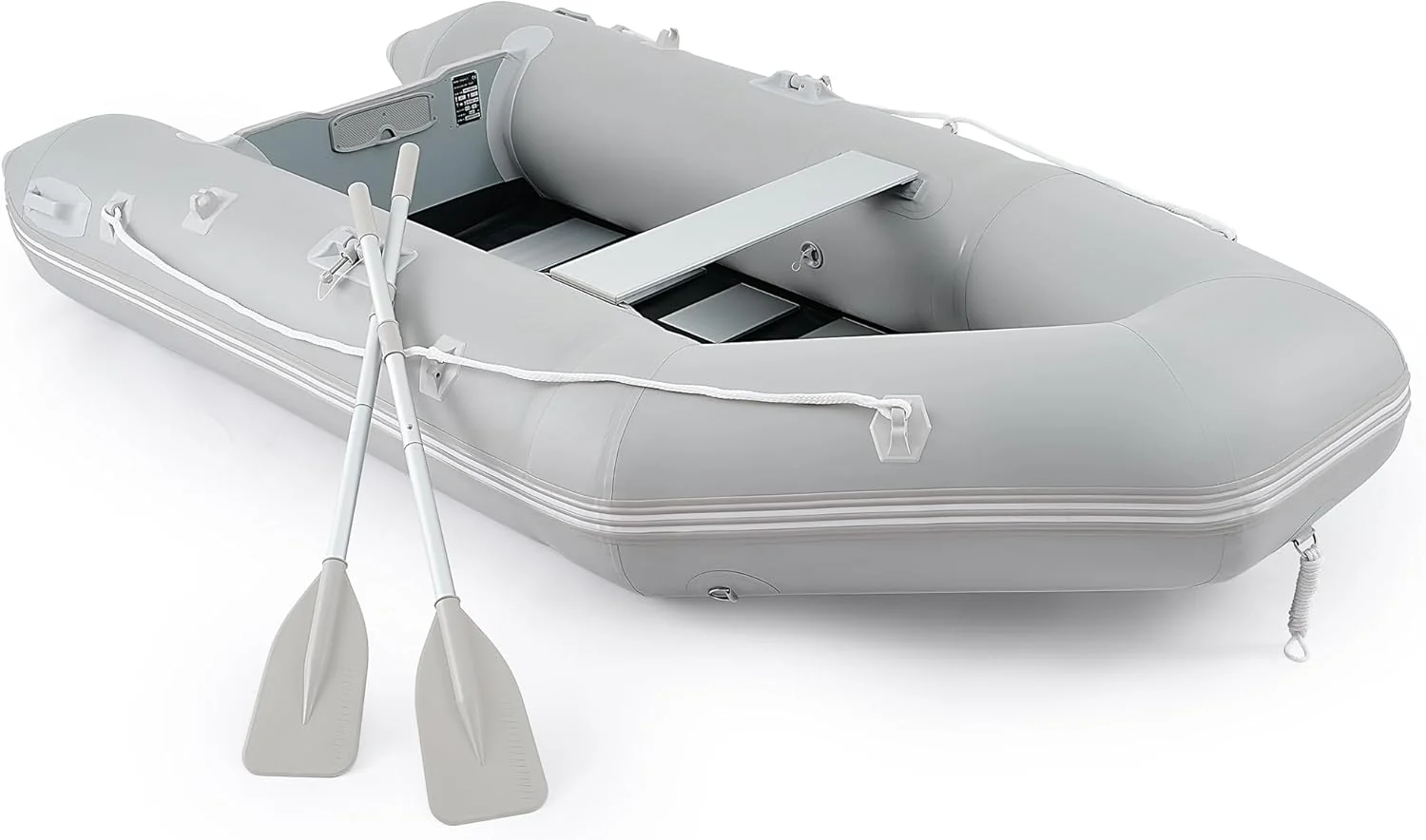 10ft Inflatable Dinghy Boat, 4 Person 990lb Transom Sport Tender Boat with Pump Aluminum Oars Floor, Heavy Duty Inflatable Raft Kayak for Adults