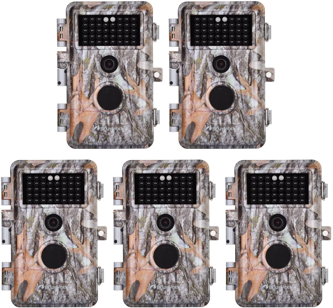 2025 5-Pack Game & Deer Trail Cameras 16MP 1920x1080P Video Hunting Wildlife Cams Time Lapse with Night Vision