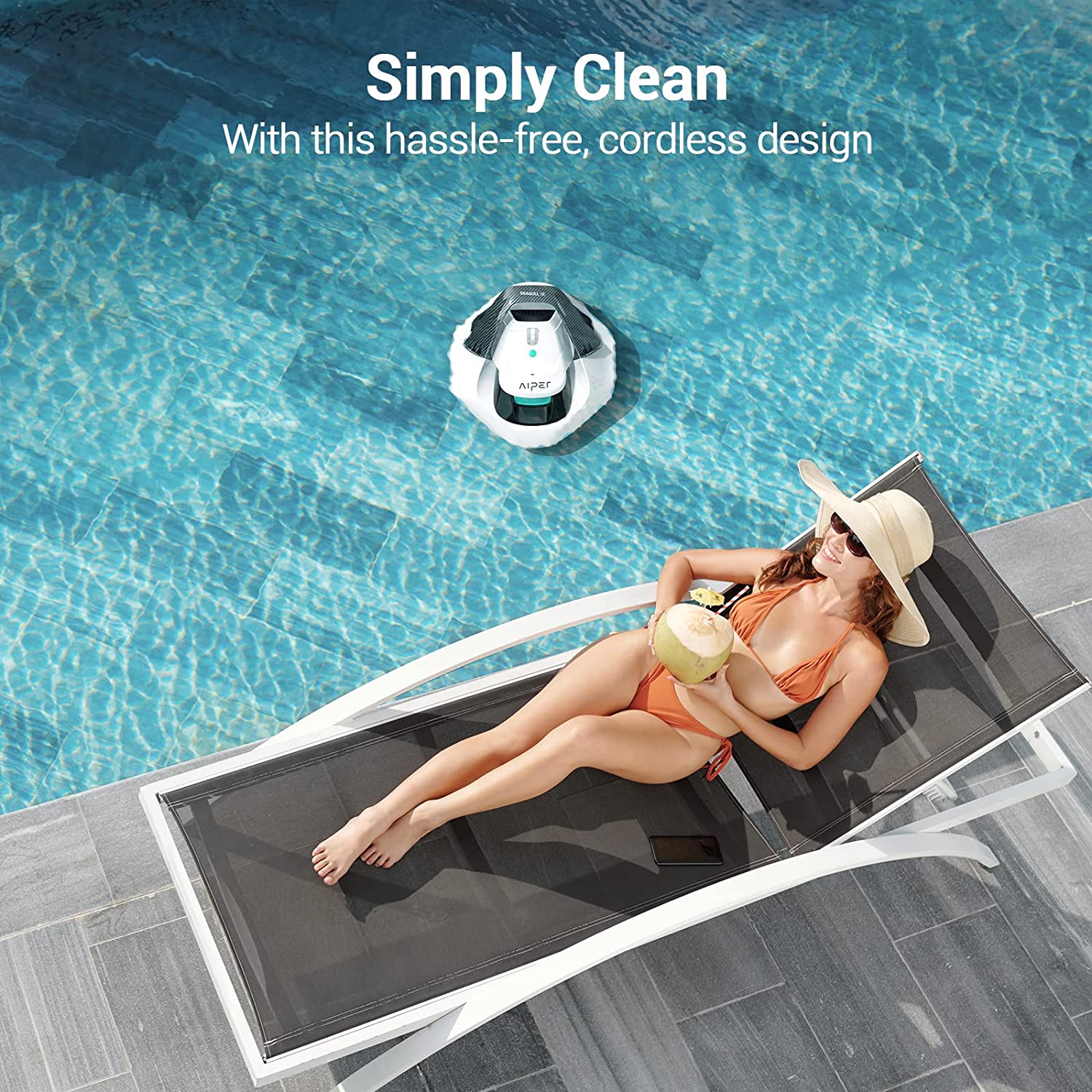 2025 Cordless Robotic Pool Cleaner, Pool Vacuum with Dual-Drive Motors