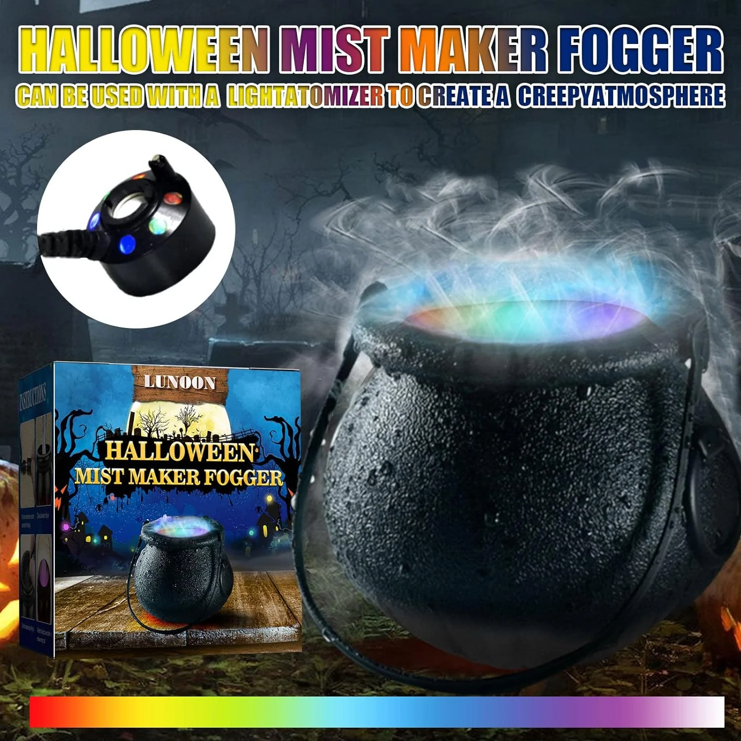 2025 Halloween Smoke Machine - LED Light Color Changing
