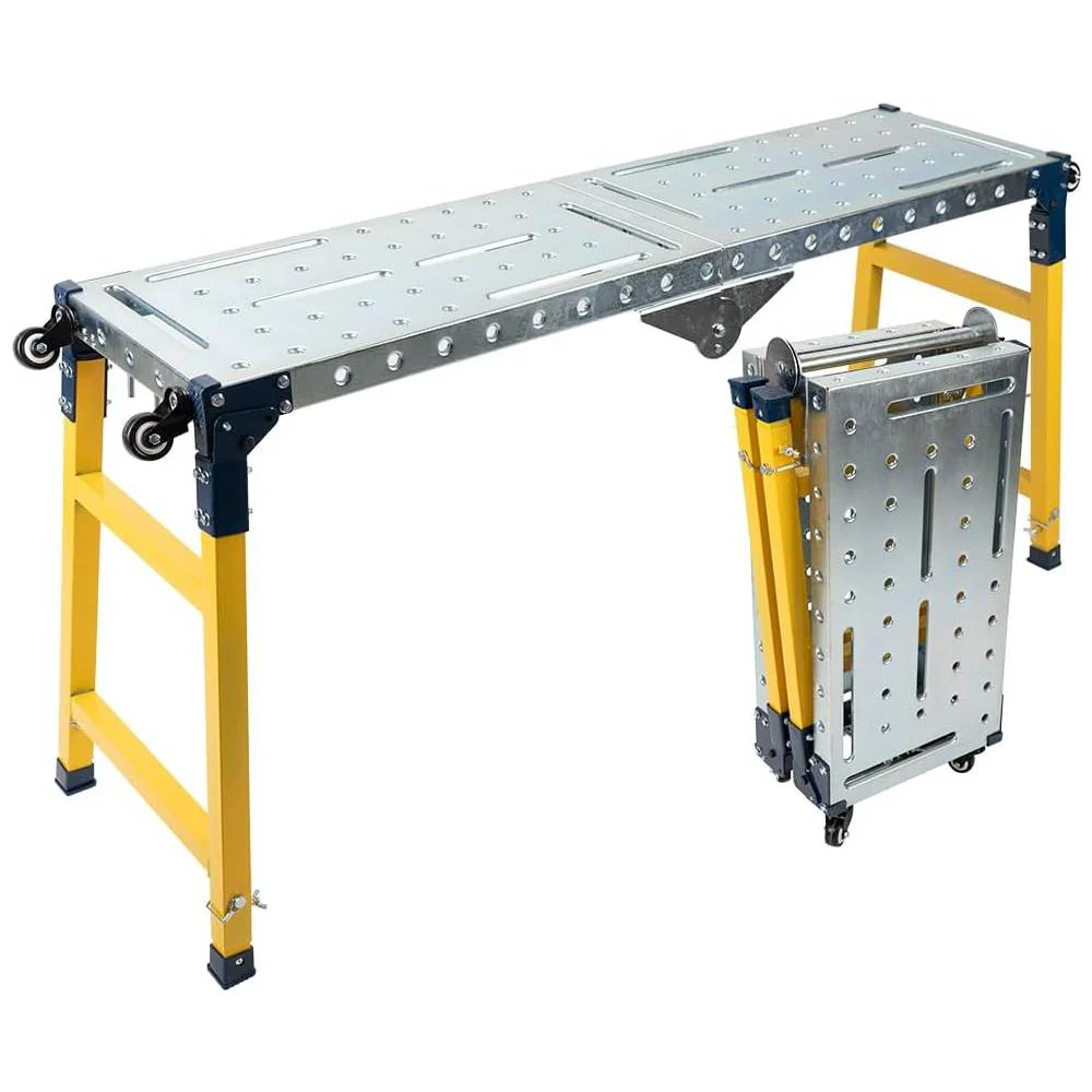 Portable Folding Steel Welding Table w/ Casters, 1100lb. Capacity
