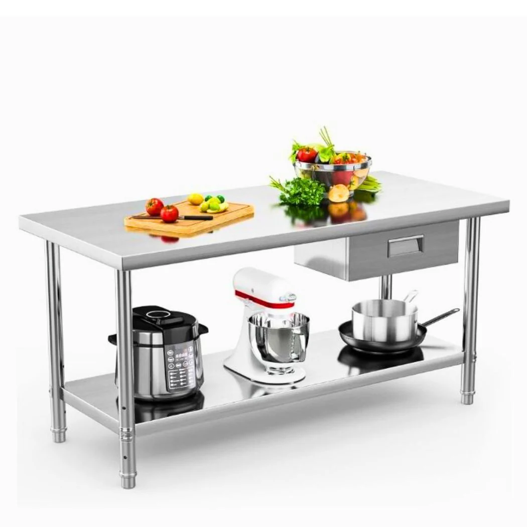 Stainless Steel Table with Drawer Storage, 60