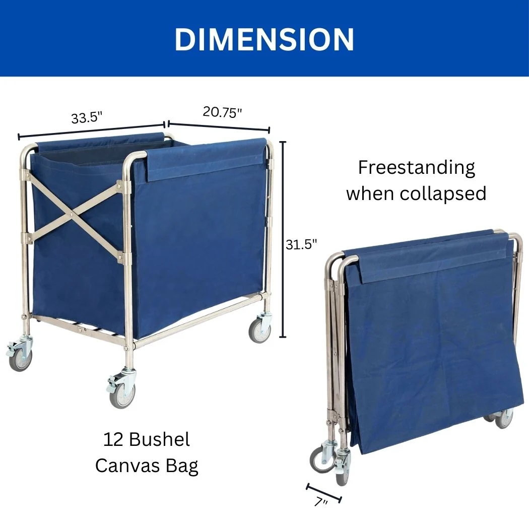 Collapsible Commercial Laundry Cart, 12 Bushel, 33.5