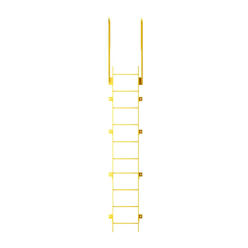 10 Step Steel Roof Access Ladder 9'H, Wall Mount, Yellow