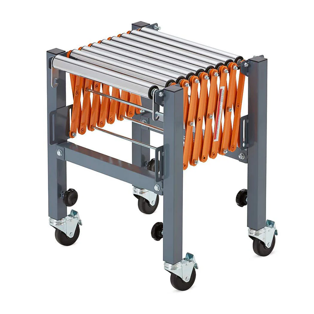 Adjustable Conveyor Roller Stand 300 lbs. Weight Capacity with Locking Swivel Castor Wheels