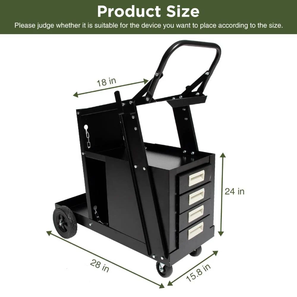 2-Tier Welding Cart w/4 Drawers & Wheels, 265 Lbs Load Capacity