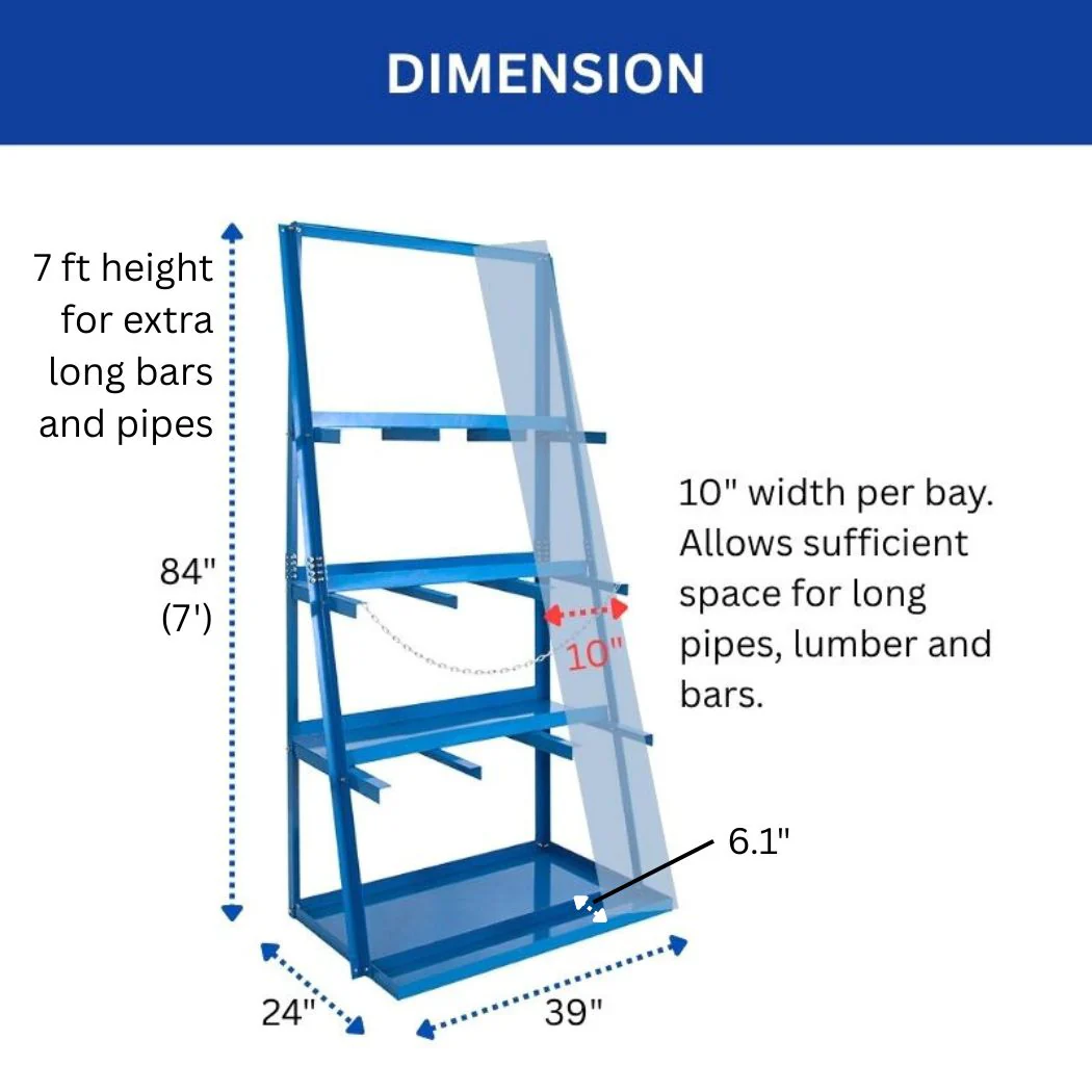 Vertical Bar Storage Rack, 3 Bays, 39