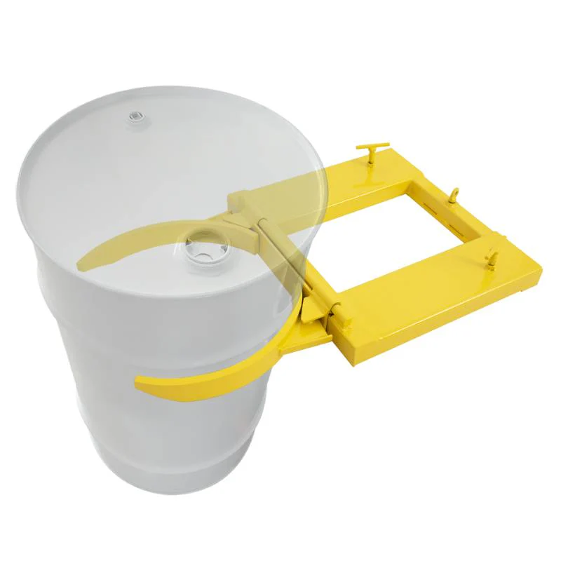 Single Fork Mounted Drum Gripper for 55 Gallon Drums, 1500lbs Load Capacity, Forklift Drum Grabber