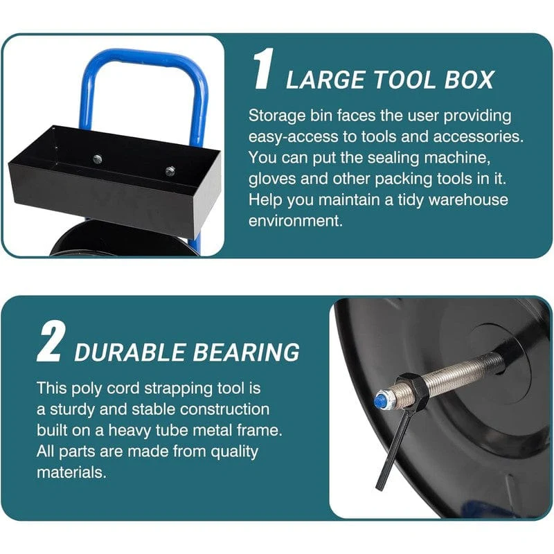 Steel Strapping Cart w/ Wheels & Tray, 19.7