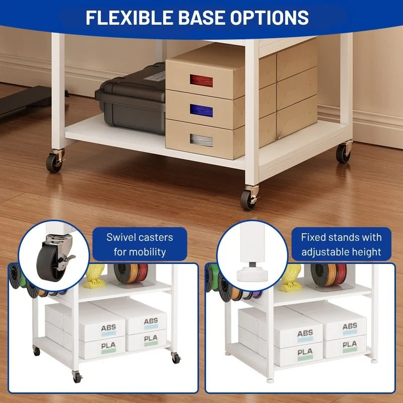 3D Printer Table with 40 Filaments Spool Storage Capacity w/ Wheels, Heavy Duty Shelf 22.8