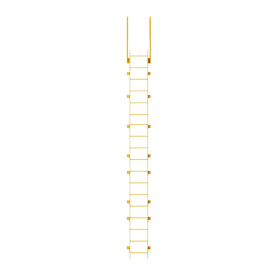 16 Step Steel Roof Access Ladder 15'H, Wall Mount, Yellow