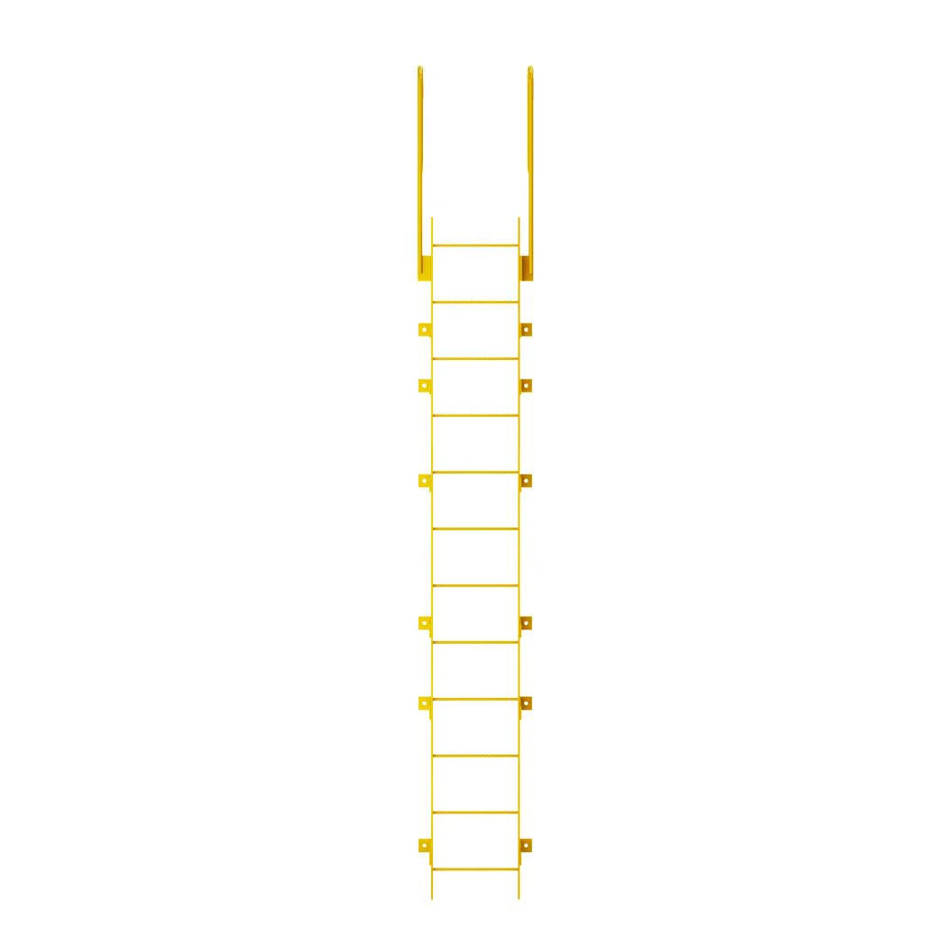 12 Step Steel Roof Access Ladder 11'H, Wall Mount, Yellow