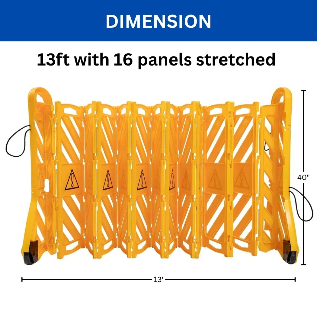 13 ft Extendable Mobile Safety Barrier, Folding Safety Barricade System