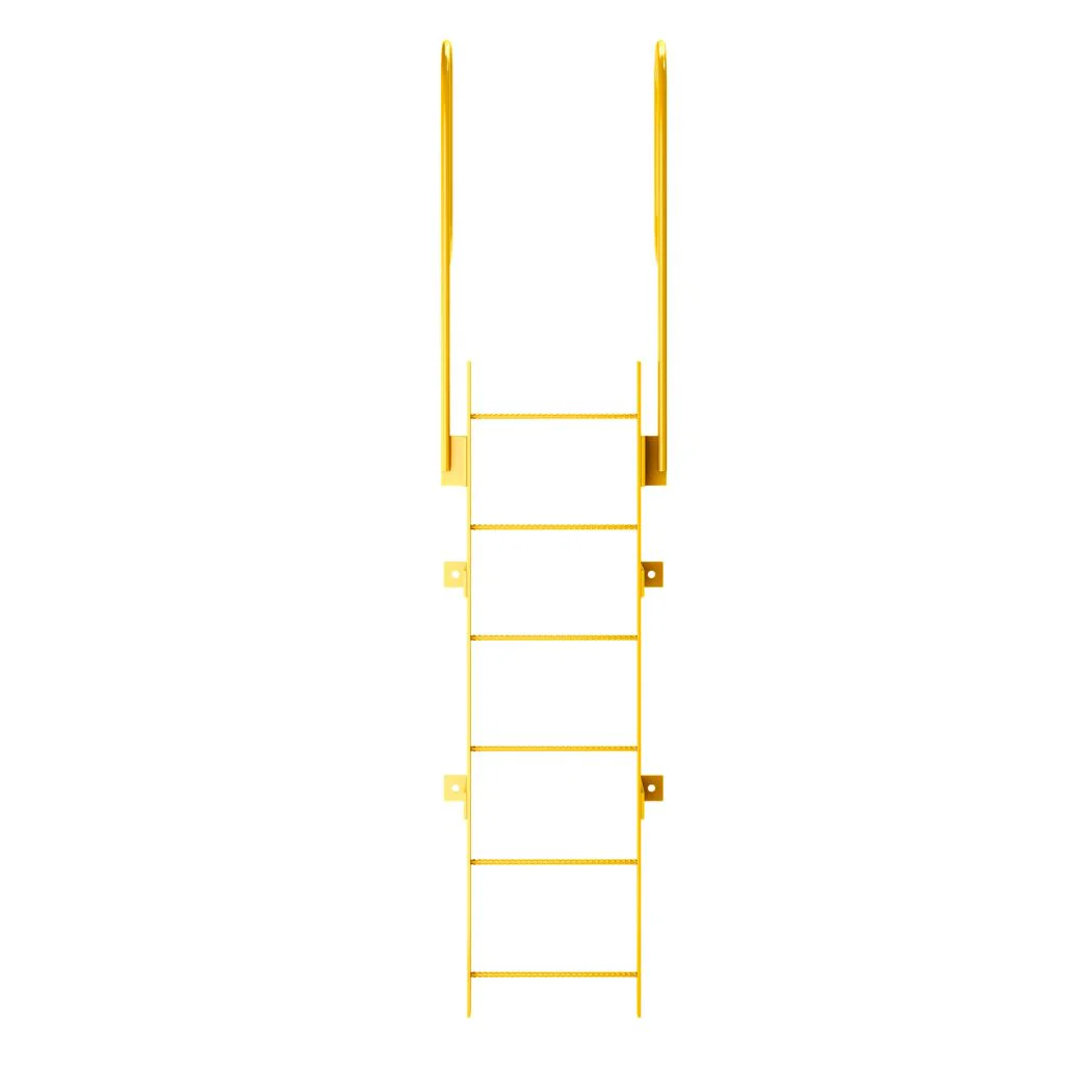 6 Step Steel Roof Access Ladder w/ Handrails, Wall Mount, Yellow