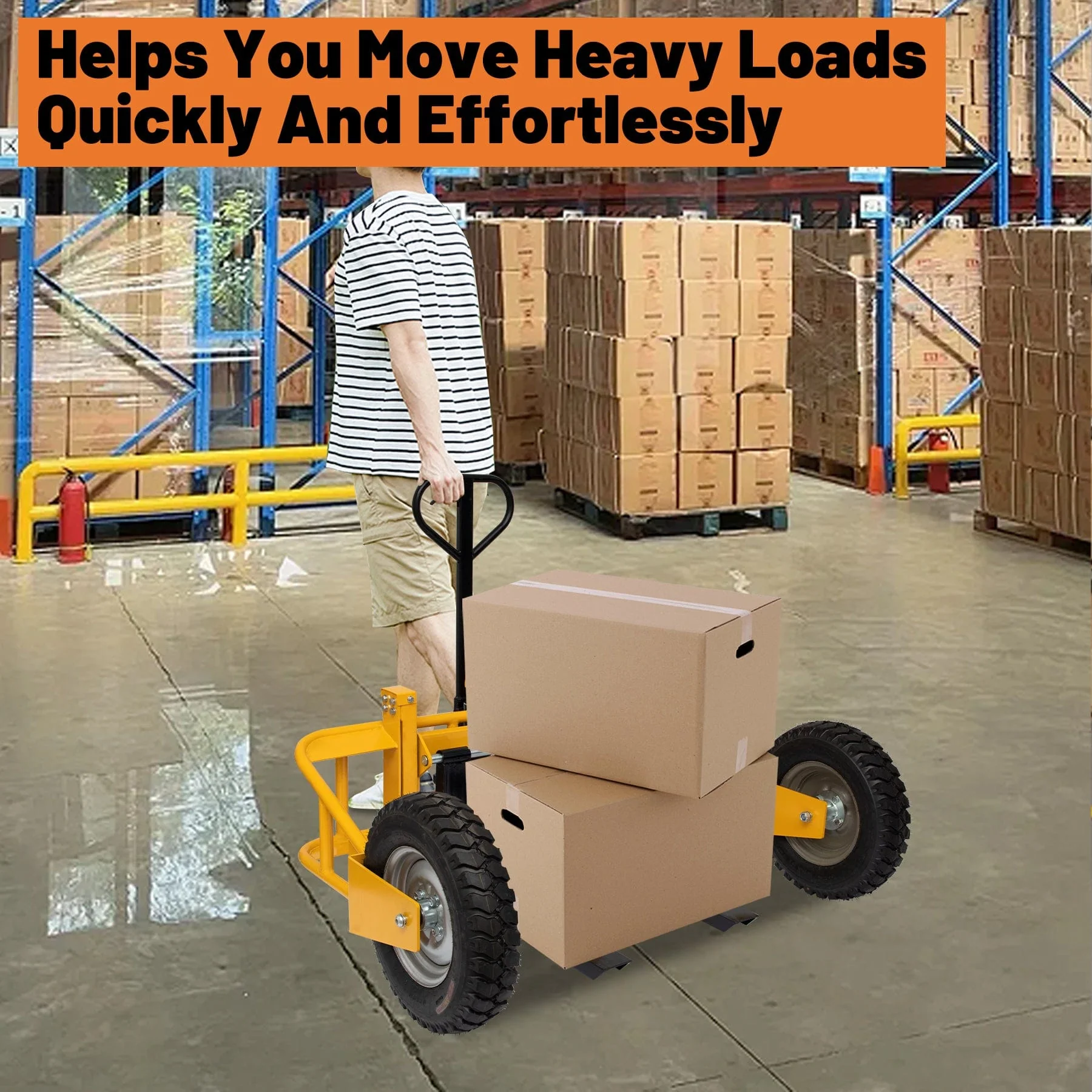 All Terrain Manual Pallet Jack 2500 lbs Load Capacity Heavy Duty
