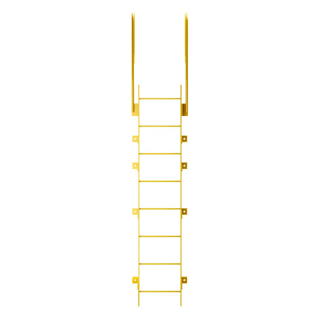 8 Step Steel Roof Access Ladder 7'H, Wall Mount, Yellow
