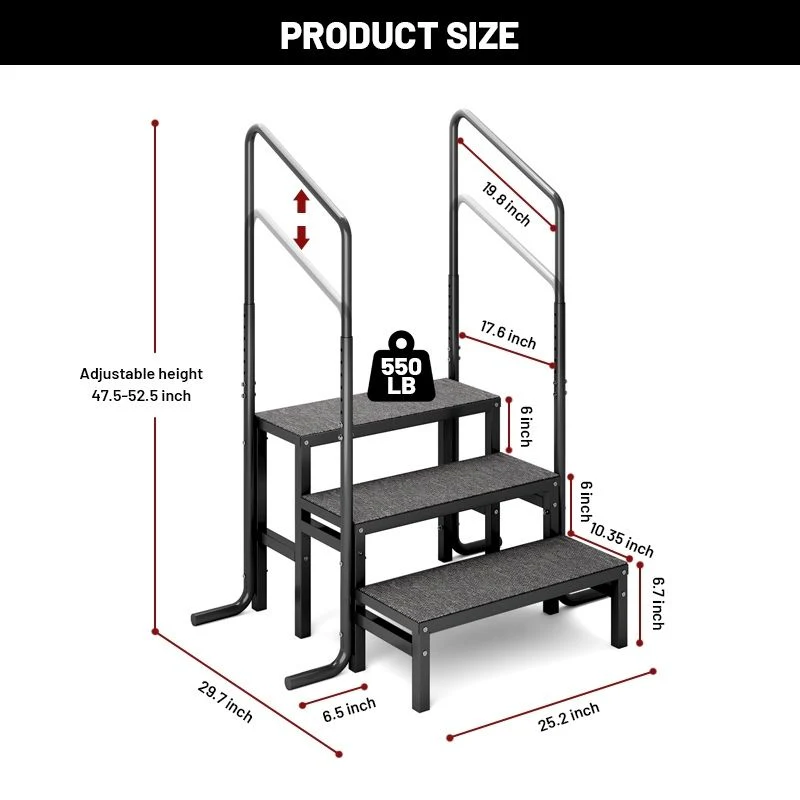 Outdoor Hot Tub Steps with Handrail, 3 Steps Stair, 550 Lb. Capacity