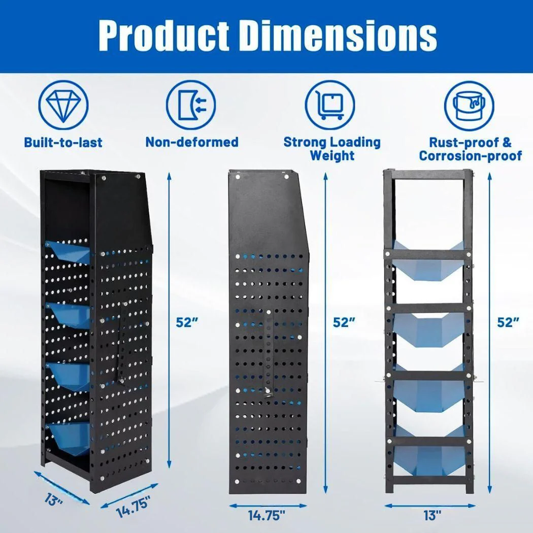 Heavy-Duty Refrigerant Tank Rack, 4 Adjustable Shelves, 13