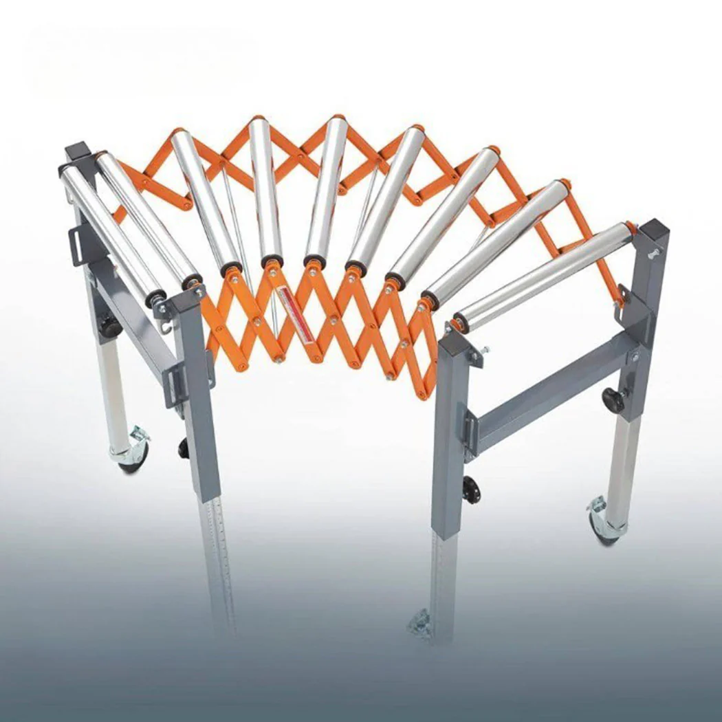 Adjustable Conveyor Roller Stand 300 lbs. Weight Capacity with Locking Swivel Castor Wheels