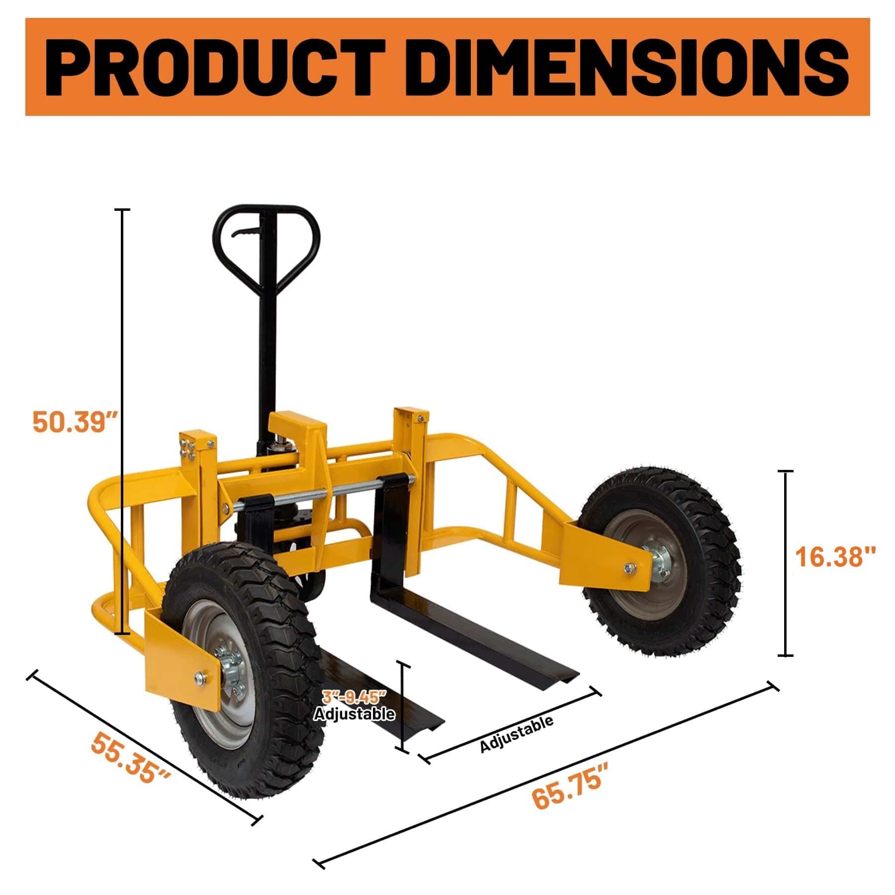 All Terrain Manual Pallet Jack 2500 lbs Load Capacity Heavy Duty