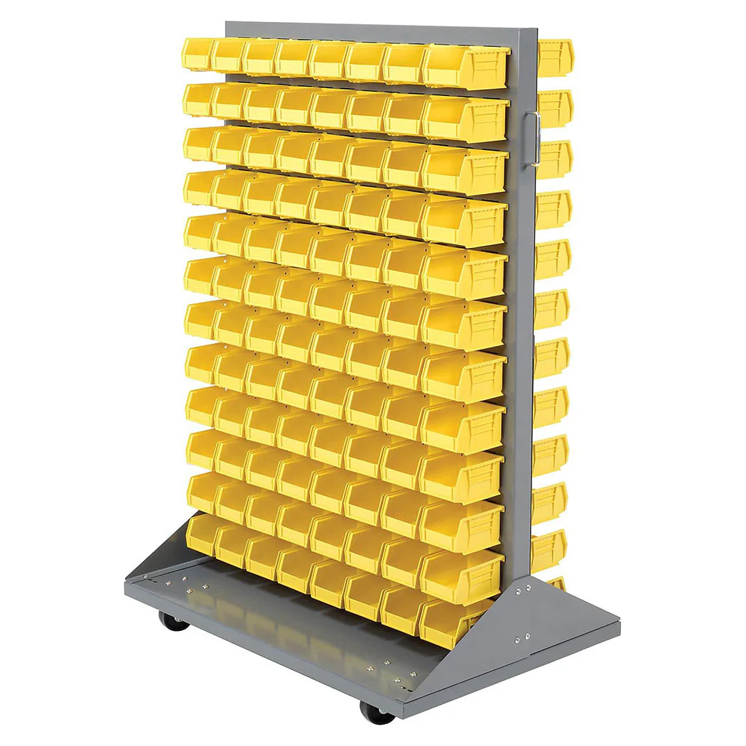 Double Sided Mobile Floor Bin Storage Rack w/ 192(C) Bins, 36