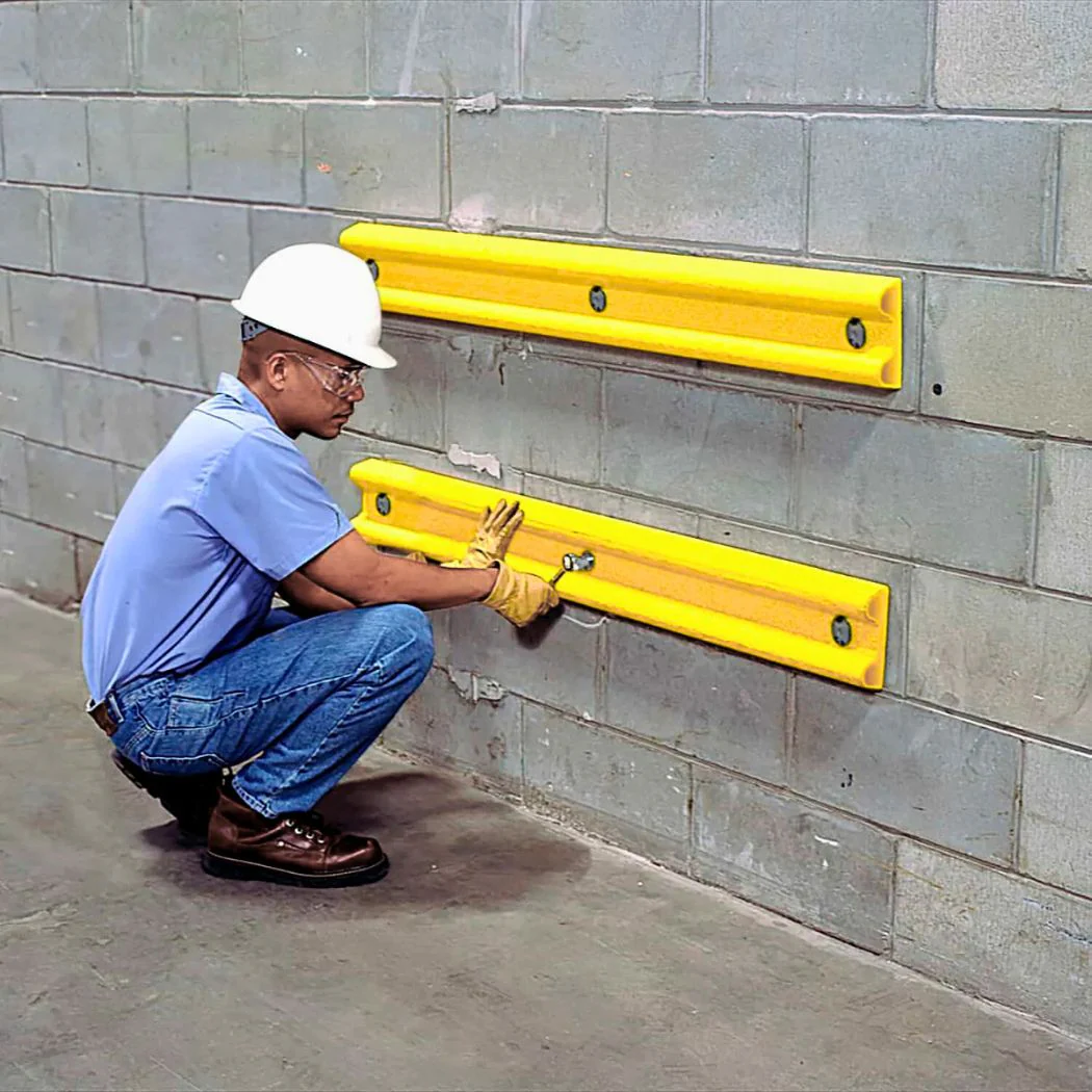 Steel Yellow Wall Guard Rail 4' L, Wall Mount