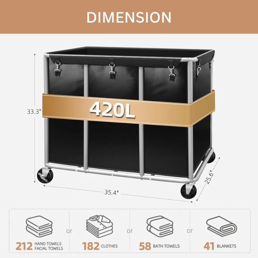 Commercial Laundry Cart, 12 Bushel, 35.4