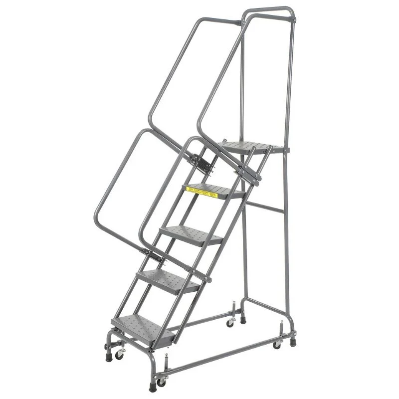 5 Step Rolling Ladder w/ Handrails, 350 lbs Weight Capacity, 50