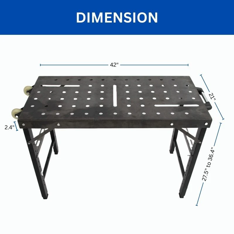 Height Adjustable Folding Weld Table w/ Wheels, 42