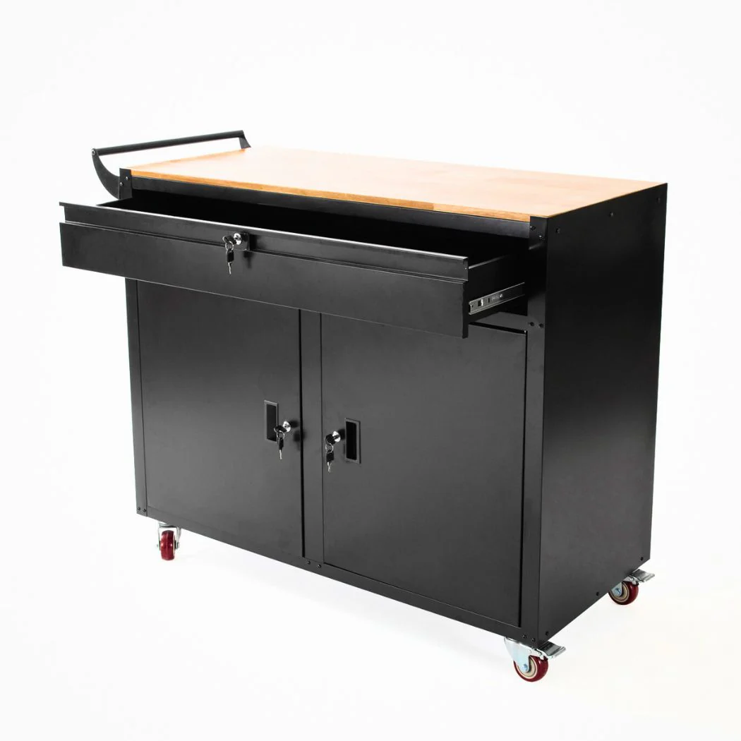 Mobile Workbench w/ Rubberwood Tabletop and 1 Drawer 46