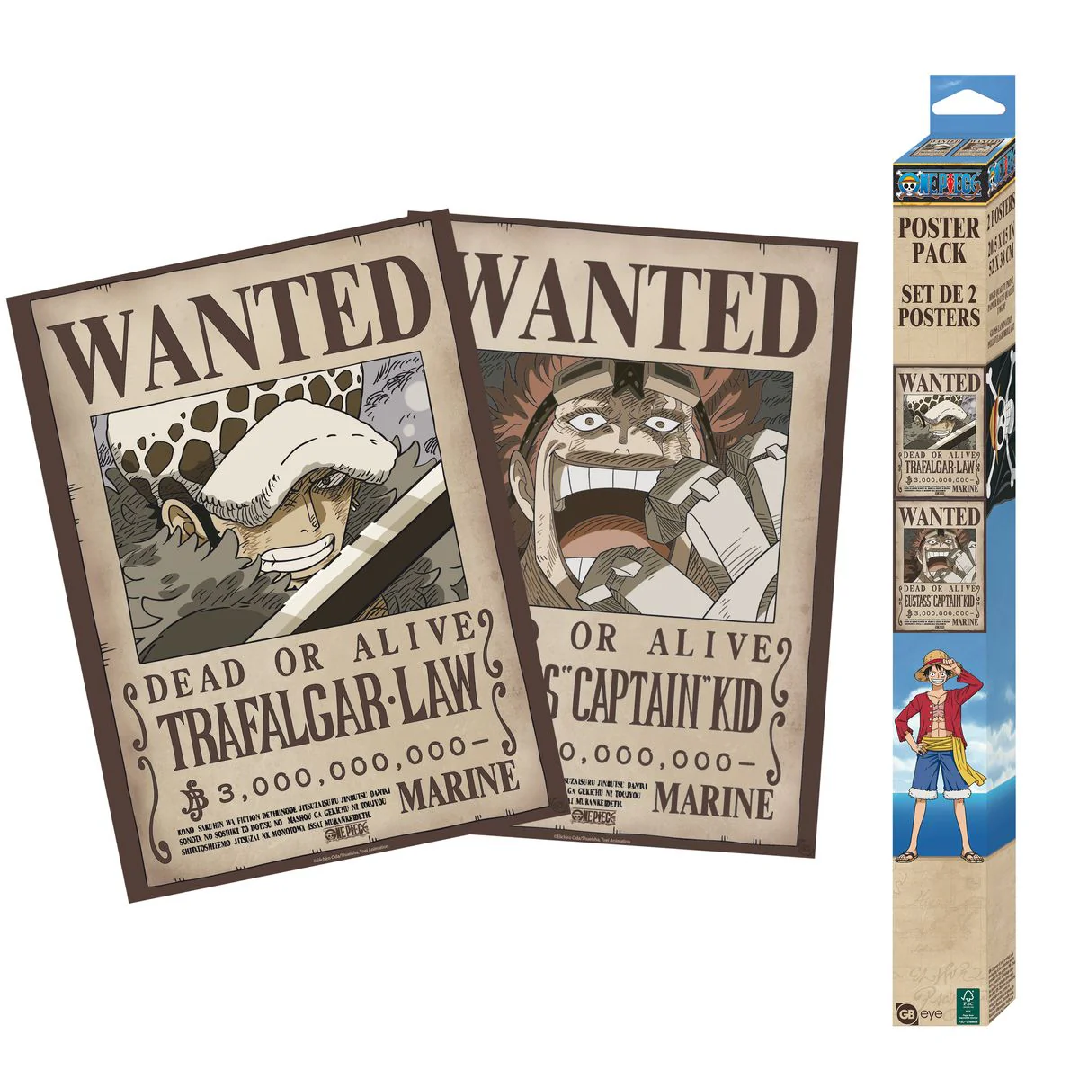 One Piece - Wanted Law & Kid - Julistesetti (2 kpl)