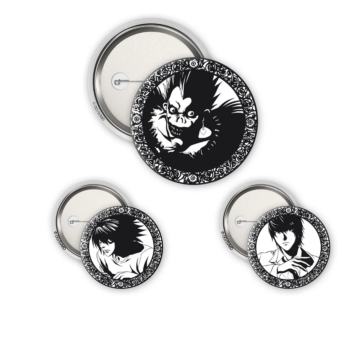Death Note - Light, L & Ryuk - Pinssi/pinssit