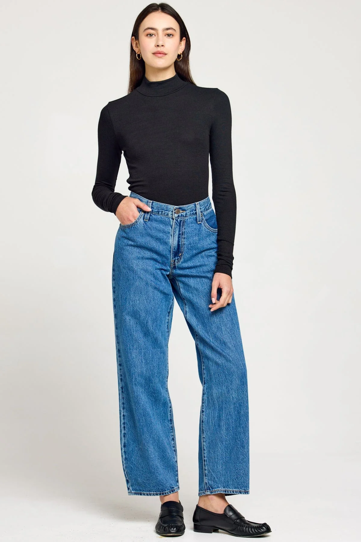 Ribbed Long Sleeve Mock Tee