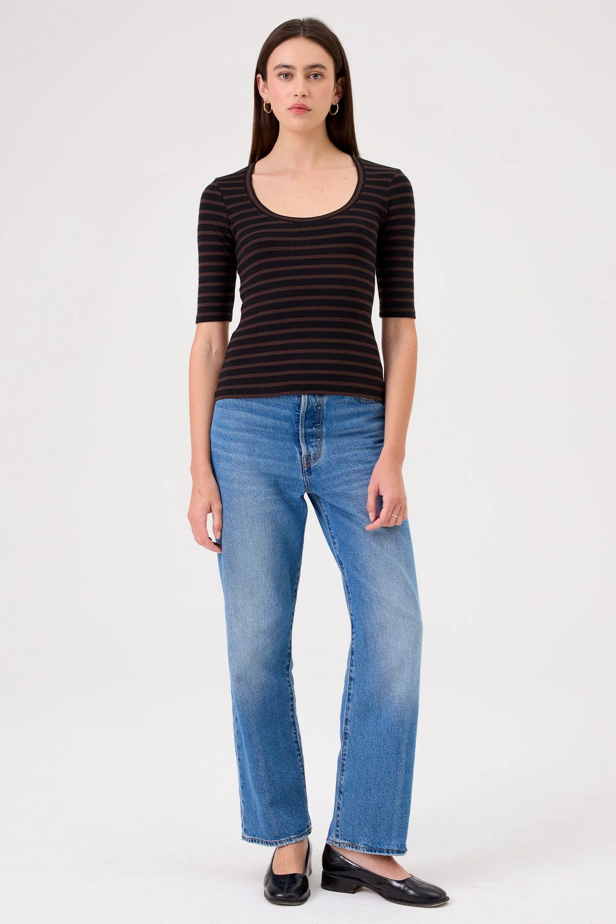 Rebecca Striped Half Sleeve Top
