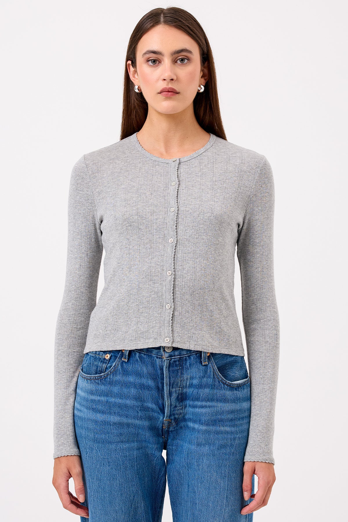Pointelle Crop Cardigan