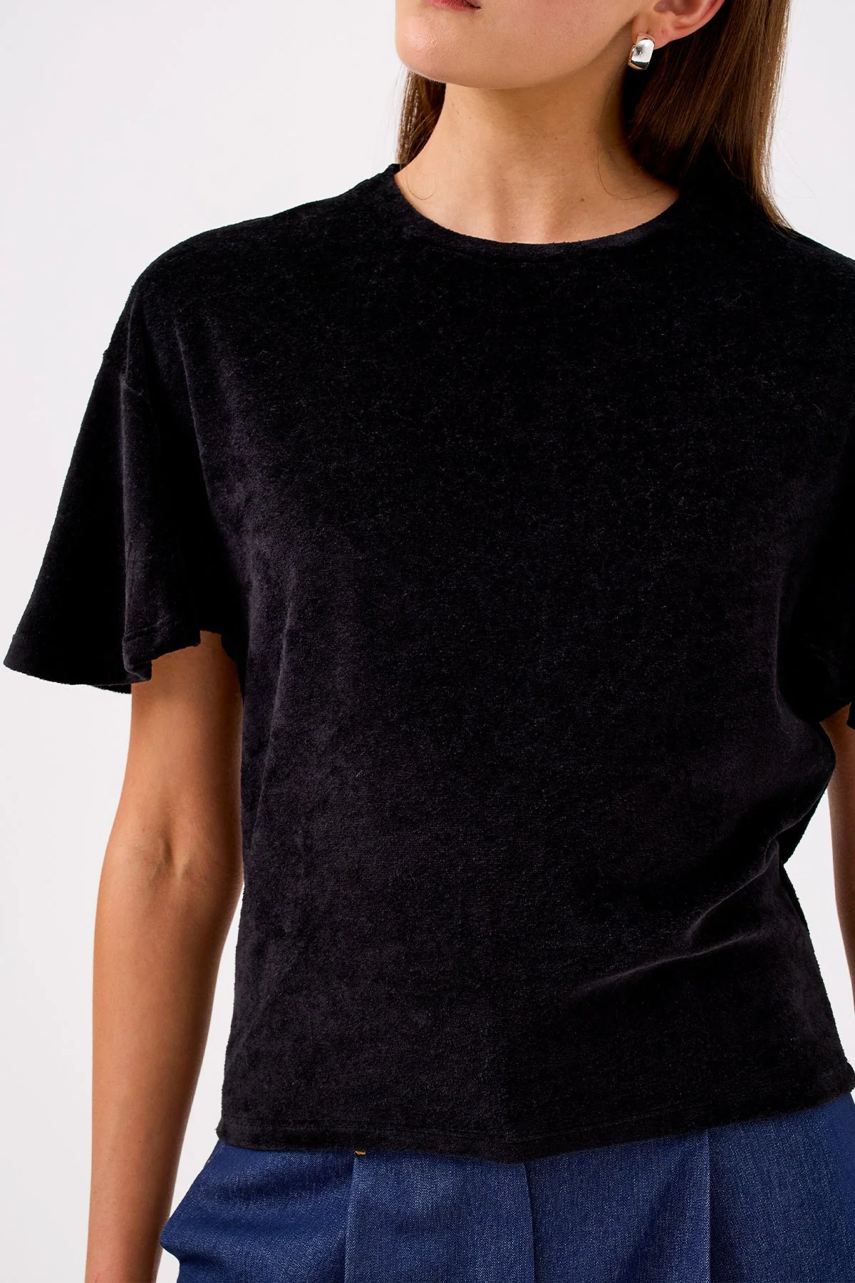 Velour Crush Flutter Sleeve Top