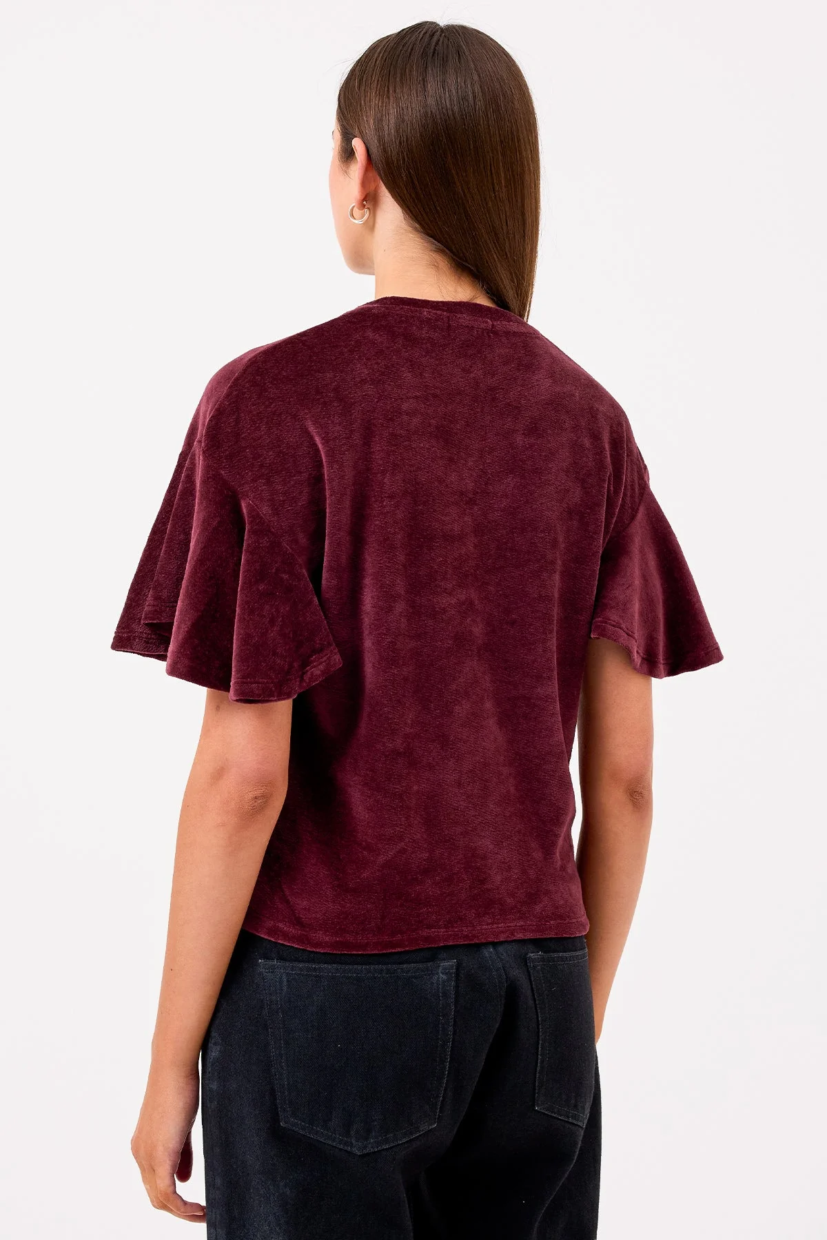 Velour Crush Flutter Sleeve Top